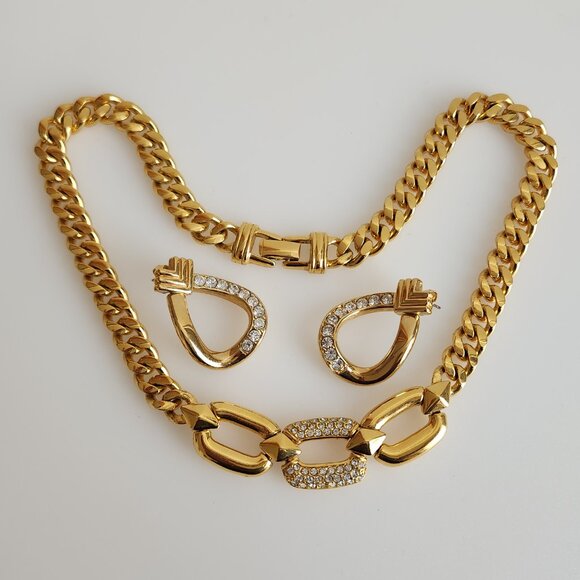 1980 S.A.L (SWAROWSKI FOR THE USA) VINTAGE NECKLACE & EAR RINGS WITH CLEAR CRYS - Picture 2 of 7